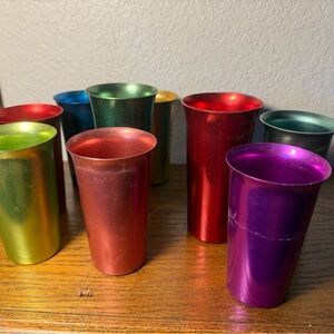 Vintage 1960s Colorful Metallic Tumblers Set